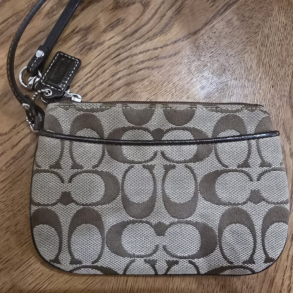 Coach Brown and Tan Wristlet